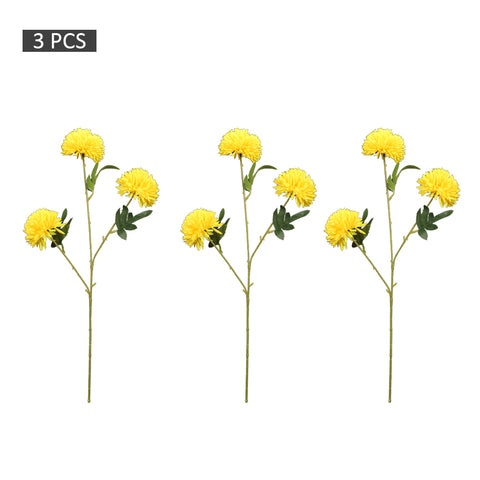 3pcs Artificial Single Stem Pom-Pom Flowers