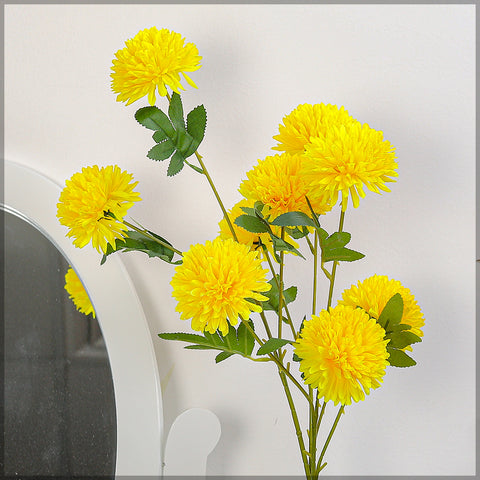 Artificial Single Stem Pom-Pom Flowers