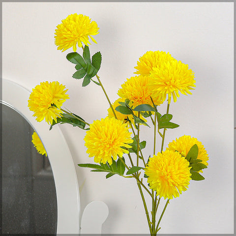 3pcs Artificial Single Stem Pom-Pom Flowers