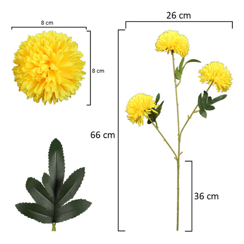 Artificial Single Stem Pom-Pom Flowers