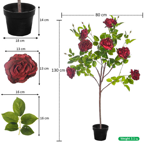 Faux rose plant 130cm high for stylish interiors