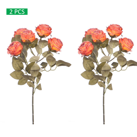 2pcs Artificial 5heads Silk Single Stem Flowers