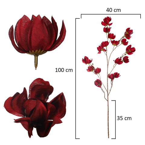 Artificial Silk Red Flower Stem