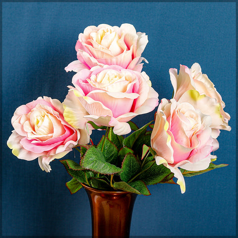 Artificial Pink-cream Silk Roses