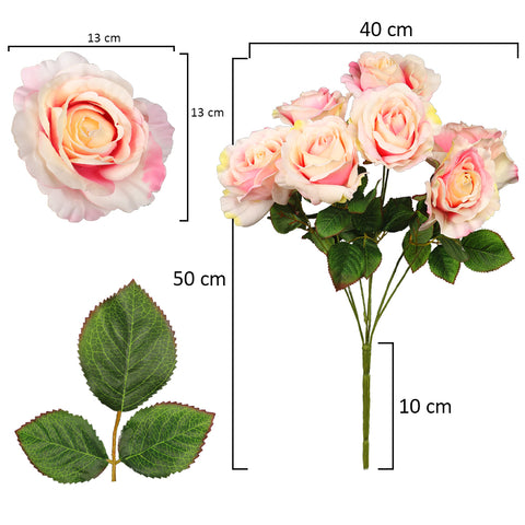 Artificial Pink-cream Silk Roses