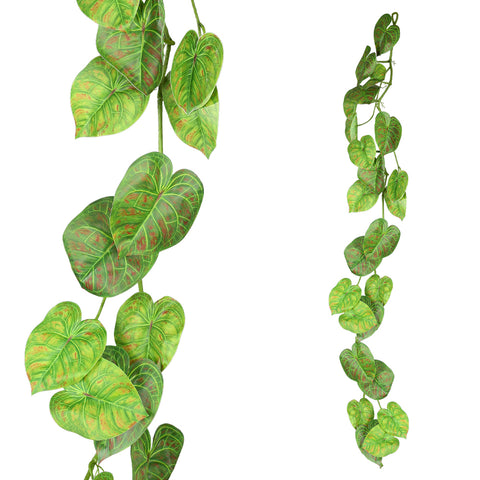 Artificial green syngonium vine leaves