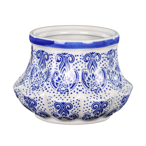 Hand-painted blue and white porcelain vase