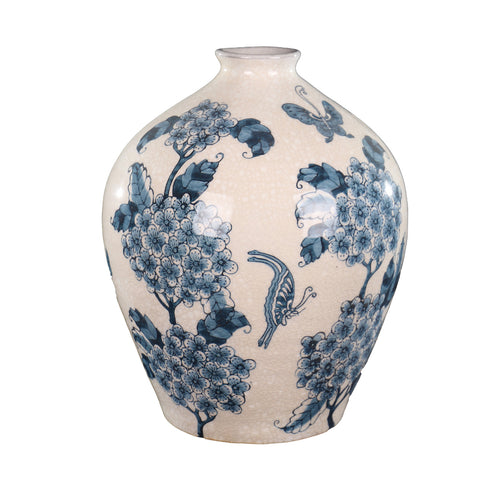 Decorative blue floral vase for modern interiors