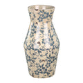 Elegant cream and blue Chinese flower vase with floral pattern