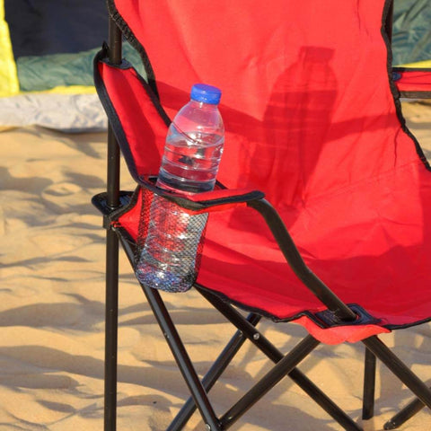 Folding chair with cup holder, perfect for camping, beach, and picnics