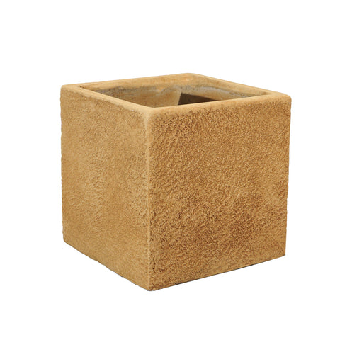 Square concrete planter brown