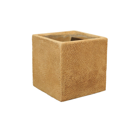 Brown square concrete planter