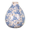 Decorative porcelain vase with blue and cream floral pattern