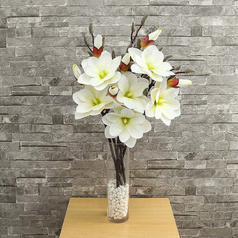 Artificial Magnolia Flowers White