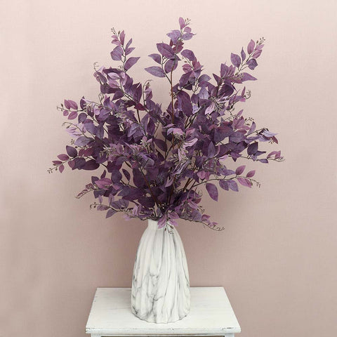 Artificial silk leaf branch purple