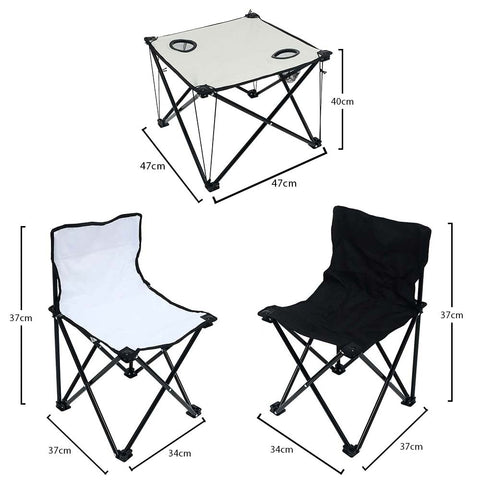 Set Of 2 Folding Chairs With Folding Table