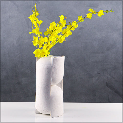 Large white ceramic vase for floral arrangements