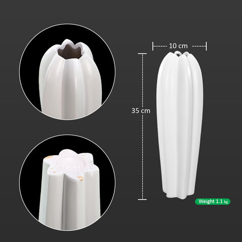 White Designed Tall Ceramic Vase