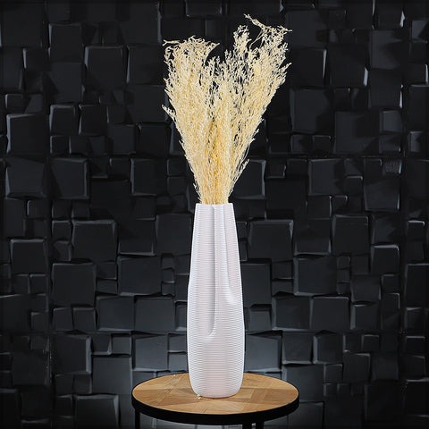 White Stripe Design Floor Vase