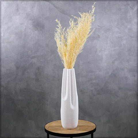 White Stripe Design Floor Vase