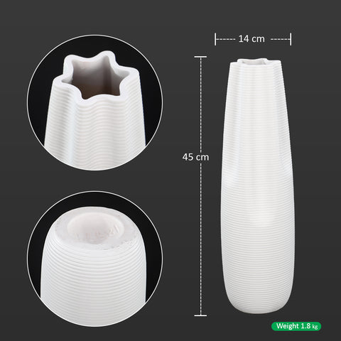 White Stripe Design Floor Vase