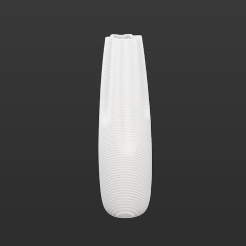 White Stripe Design Floor Vase