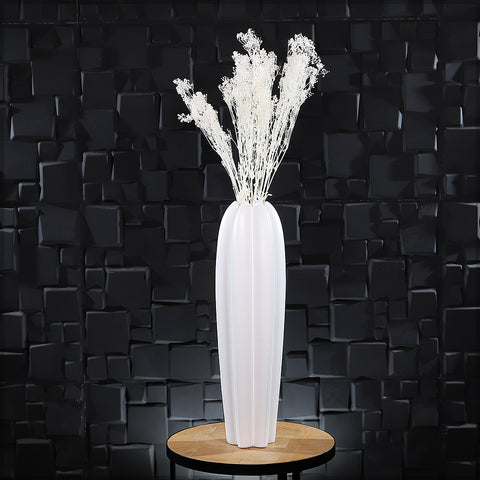 White Designed Tall Ceramic Vase