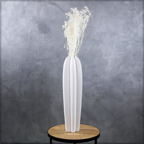 White Designed Tall Ceramic Vase