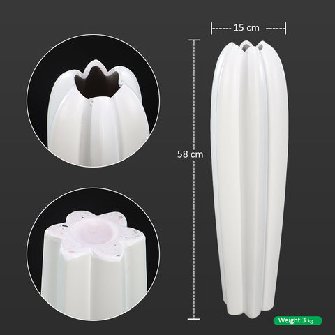 White Designed Tall Ceramic Vase