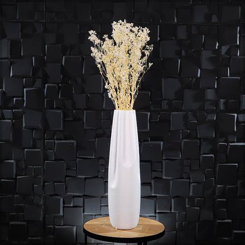 White Stripe Design Floor Vase