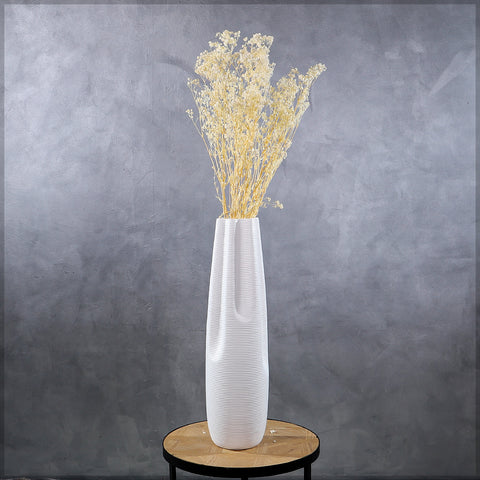 White Stripe Design Floor Vase