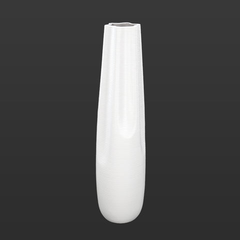 White Stripe Design Floor Vase