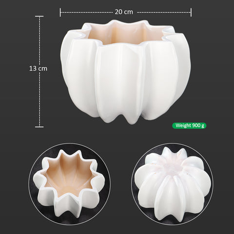 White Ceramic Pumpkin Design Vase