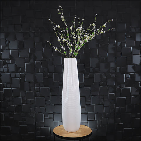 White Stripe Design Floor Vase