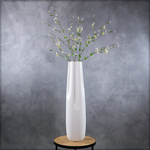 White Stripe Design Floor Vase