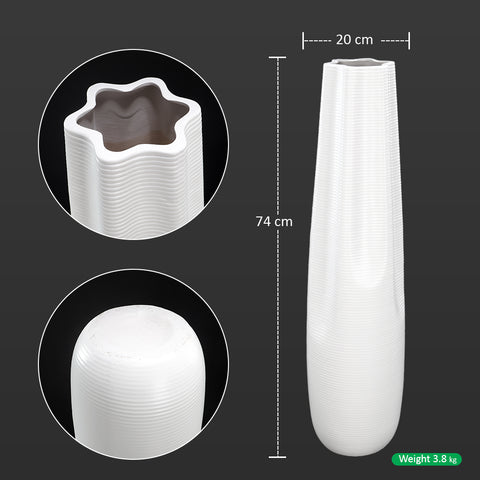 White Stripe Design Floor Vase