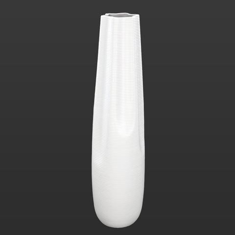 White Stripe Design Floor Vase