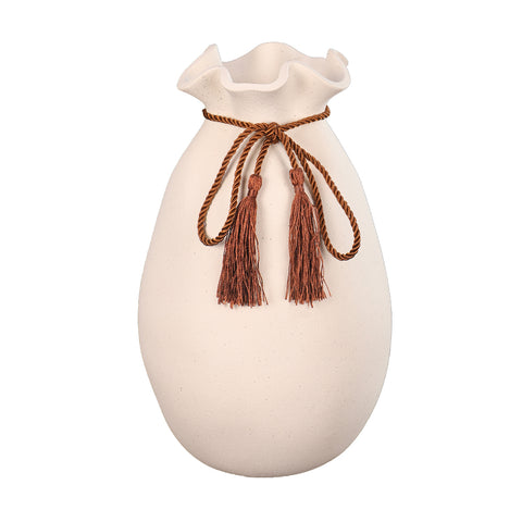 Elegant style cream ceramic vase