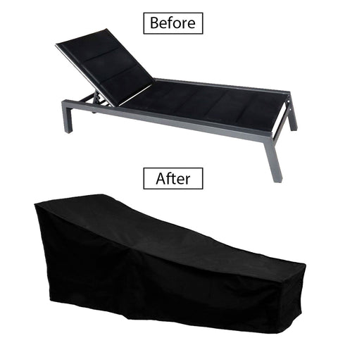 Heavy-duty sun lounger cover protecting outdoor furniture from rain and UV damage