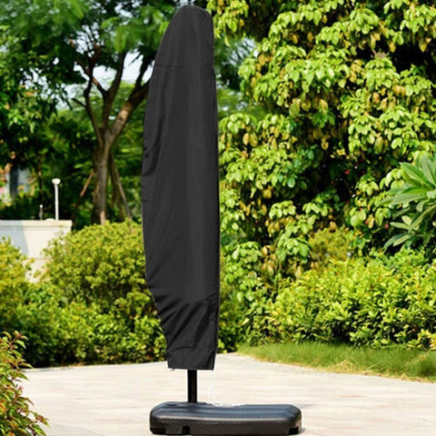 Weather-resistant umbrella cover with drawstring and zipper