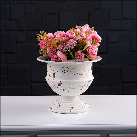 Stylish metal vase for home table