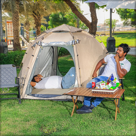 Cream Pop up Camping Tent with Carry Bag