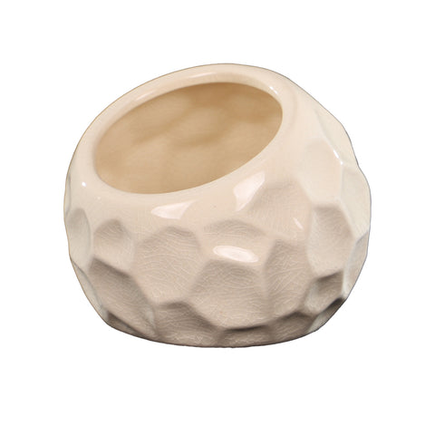 Cream hexagon design ceramic vase