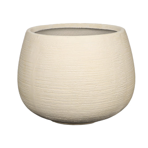 Elegant white round planter for outdoor spaces