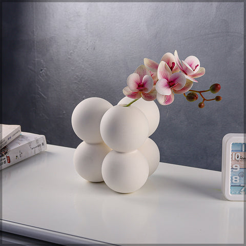 White bubble pattern ceramic vase for living room