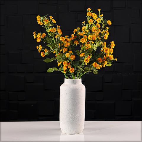 Cylinder shaped white ceramic vase for minimalist floral arrangements