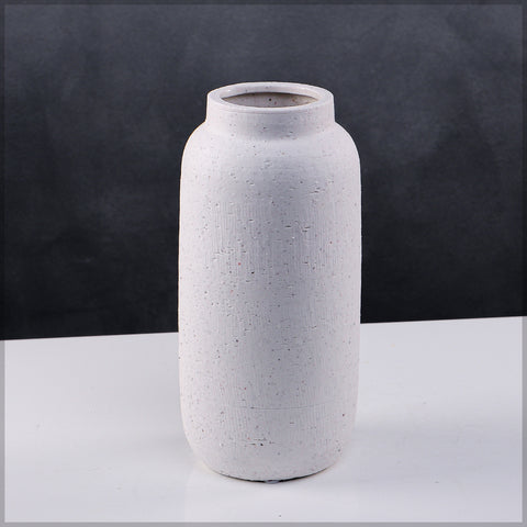 Elegant cylinder shaped white ceramic vase