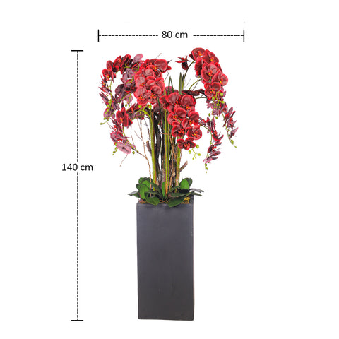 Natural Look Orchid Arrangements Dark Red