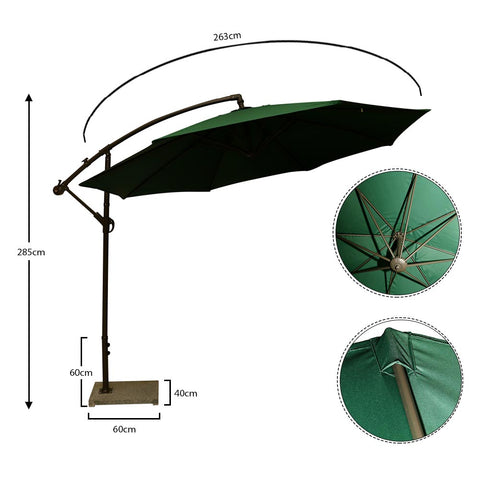 Green Cantilever Hanging Umbrella