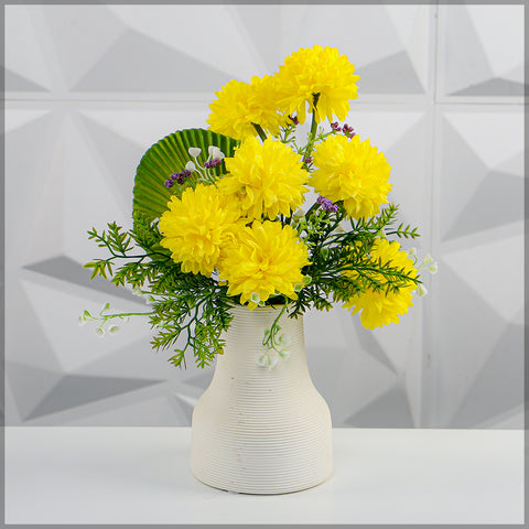 Yellow Color Flower Arrangements with Vase